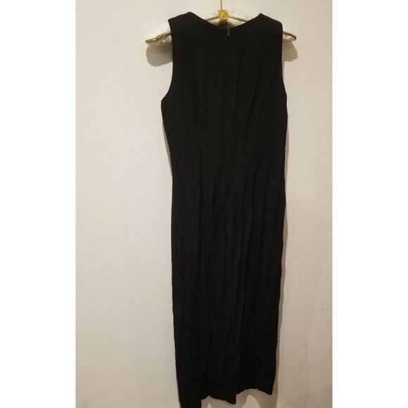 D. J. Summers Womens Size 12 Black Square Neck Sleeveless Midi Dress Side Slit - Picture 2 of 7